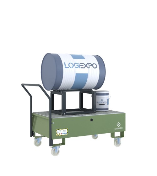 CARRELLO CON VASCA E SUPPORTO per Fusto da 200 litri