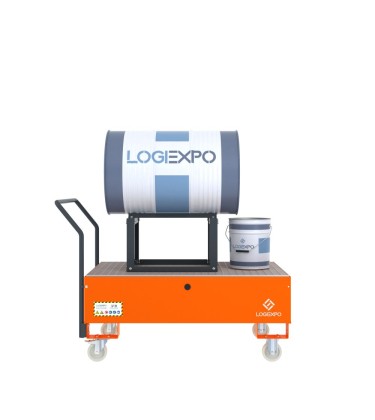 CARRELLO CON VASCA E SUPPORTO per Fusto da 200 litri 2