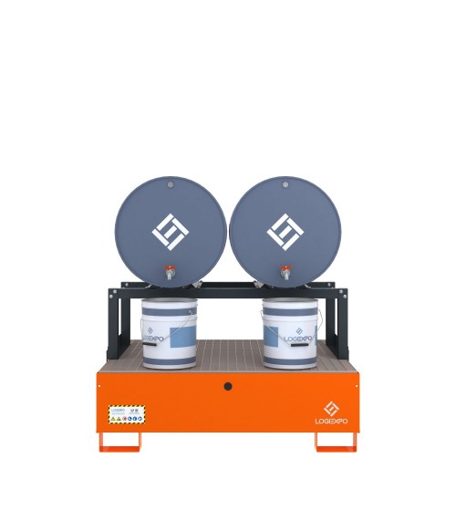 VASCA DI CONTENIMENTO con supporto orizzontale per 2 Fusti 200 litri