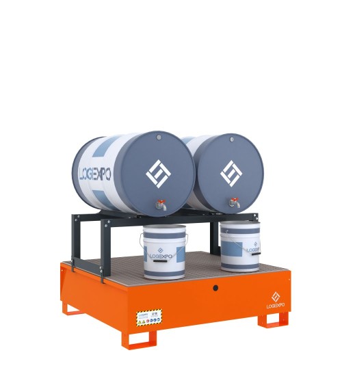 VASCA DI CONTENIMENTO con supporto orizzontale per 2 Fusti 200 litri