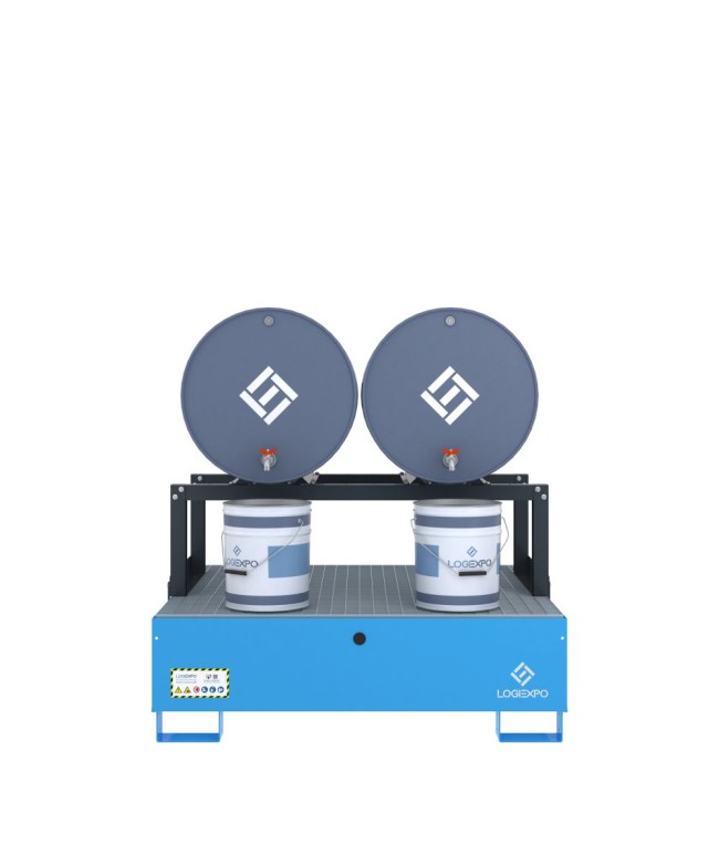 VASCA DI CONTENIMENTO con supporto orizzontale per 2 Fusti 200 litri