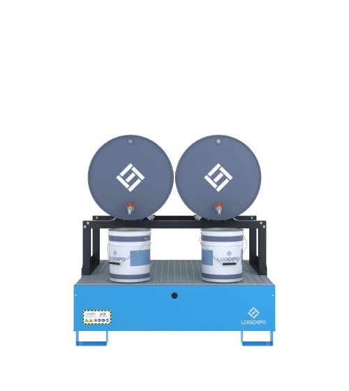 VASCA DI CONTENIMENTO con supporto orizzontale per 2 Fusti 200 litri