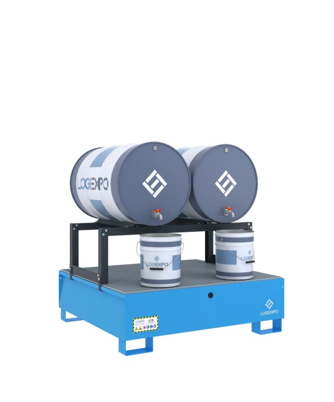 VASCA DI CONTENIMENTO con supporto orizzontale per 2 Fusti 200 litri