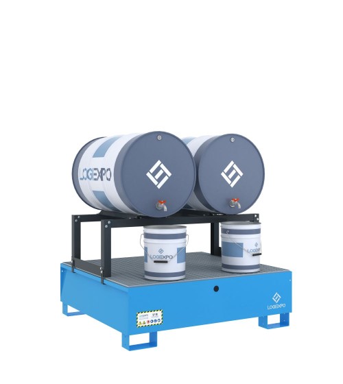 VASCA DI CONTENIMENTO con supporto orizzontale per 2 Fusti 200 litri