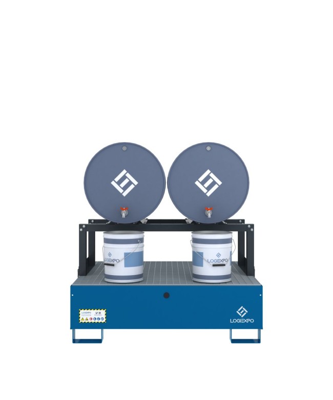 VASCA DI CONTENIMENTO con supporto orizzontale per 2 Fusti 200 litri