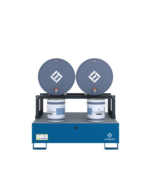 VASCA DI CONTENIMENTO con supporto orizzontale per 2 Fusti 200 litri