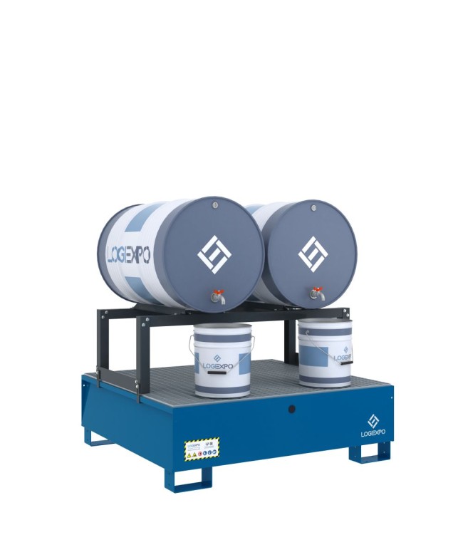 VASCA DI CONTENIMENTO con supporto orizzontale per 2 Fusti 200 litri