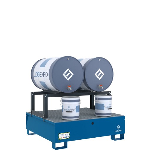 VASCA DI CONTENIMENTO con supporto orizzontale per 2 Fusti 200 litri