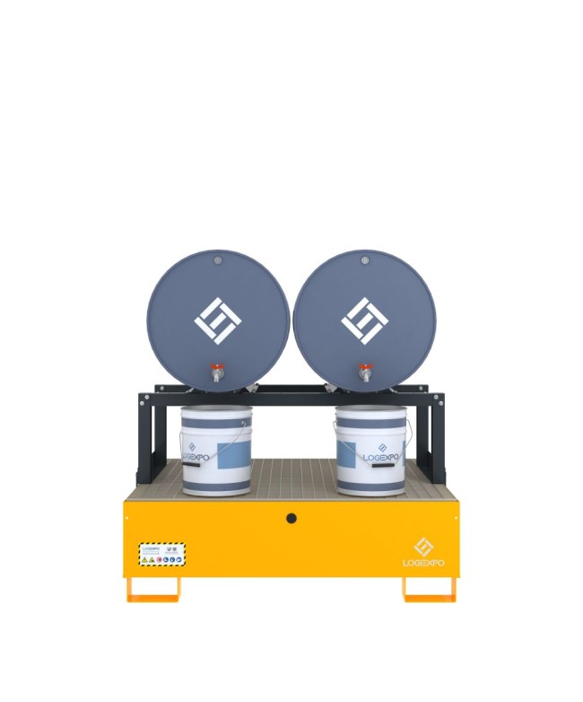 VASCA DI CONTENIMENTO con supporto orizzontale per 2 Fusti 200 litri