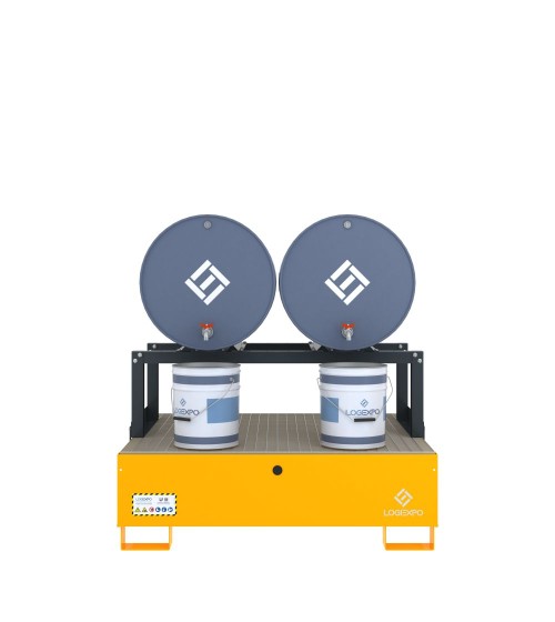 VASCA DI CONTENIMENTO con supporto orizzontale per 2 Fusti 200 litri