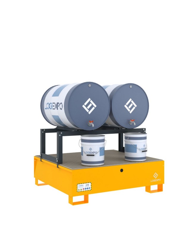 VASCA DI CONTENIMENTO con supporto orizzontale per 2 Fusti 200 litri