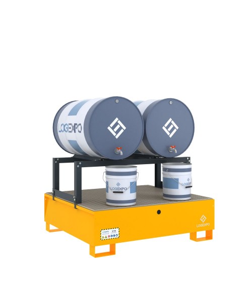 VASCA DI CONTENIMENTO con supporto orizzontale per 2 Fusti 200 litri