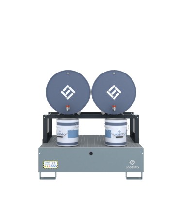 VASCA DI CONTENIMENTO con supporto orizzontale per 2 Fusti 200 litri 2