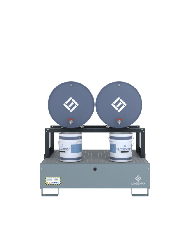 VASCA DI CONTENIMENTO con supporto orizzontale per 2 Fusti 200 litri