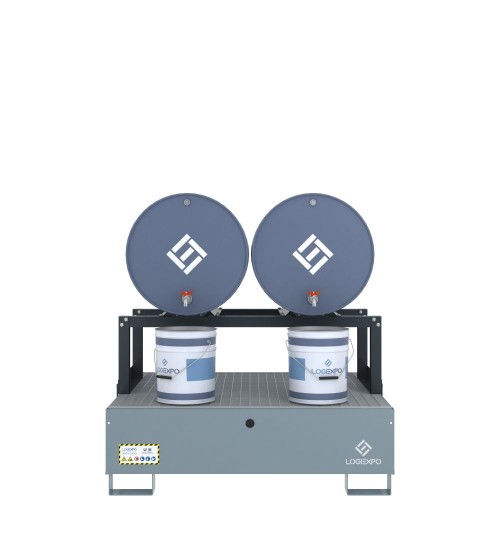 VASCA DI CONTENIMENTO con supporto orizzontale per 2 Fusti 200 litri