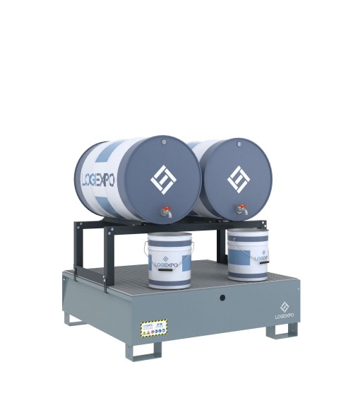 VASCA DI CONTENIMENTO con supporto orizzontale per 2 Fusti 200 litri