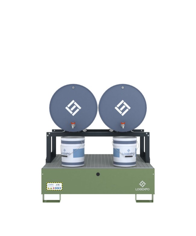 VASCA DI CONTENIMENTO con supporto orizzontale per 2 Fusti 200 litri