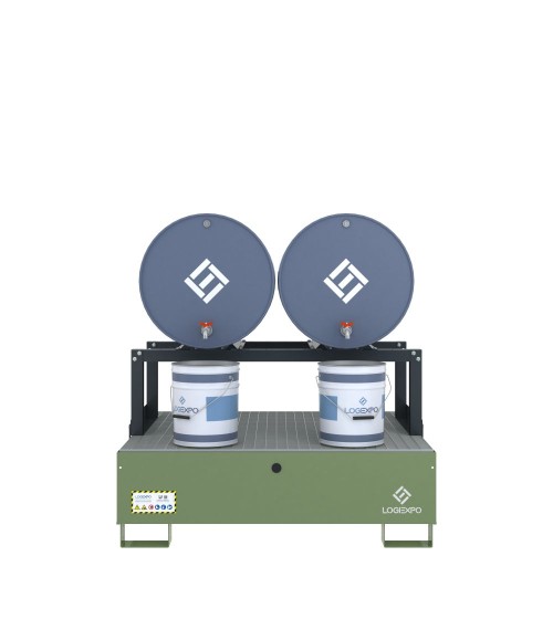 VASCA DI CONTENIMENTO con supporto orizzontale per 2 Fusti 200 litri