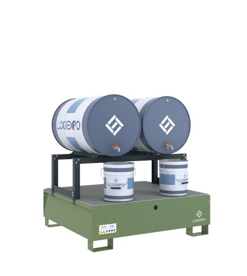 VASCA DI CONTENIMENTO con supporto orizzontale per 2 Fusti 200 litri