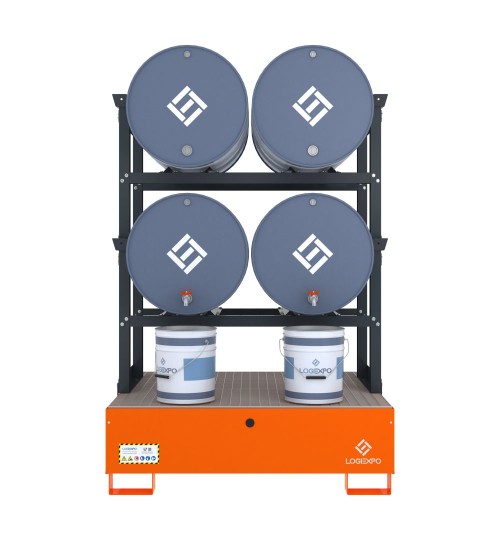 VASCA DI CONTENIMENTO per 4 Fusti da 200 litri disposti in orizzontale