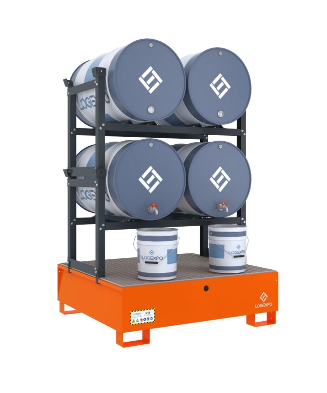 VASCA DI CONTENIMENTO per 4 Fusti da 200 litri disposti in orizzontale