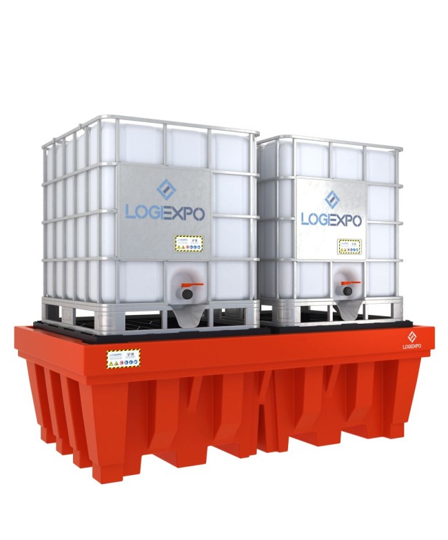 Vasca antisversamento in polietilene per due cisternette IBC da 1000 litri