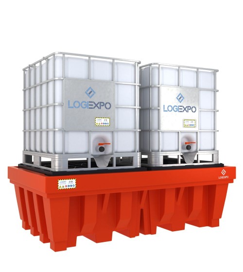 Vasca antisversamento in polietilene per due cisternette IBC da 1000 litri