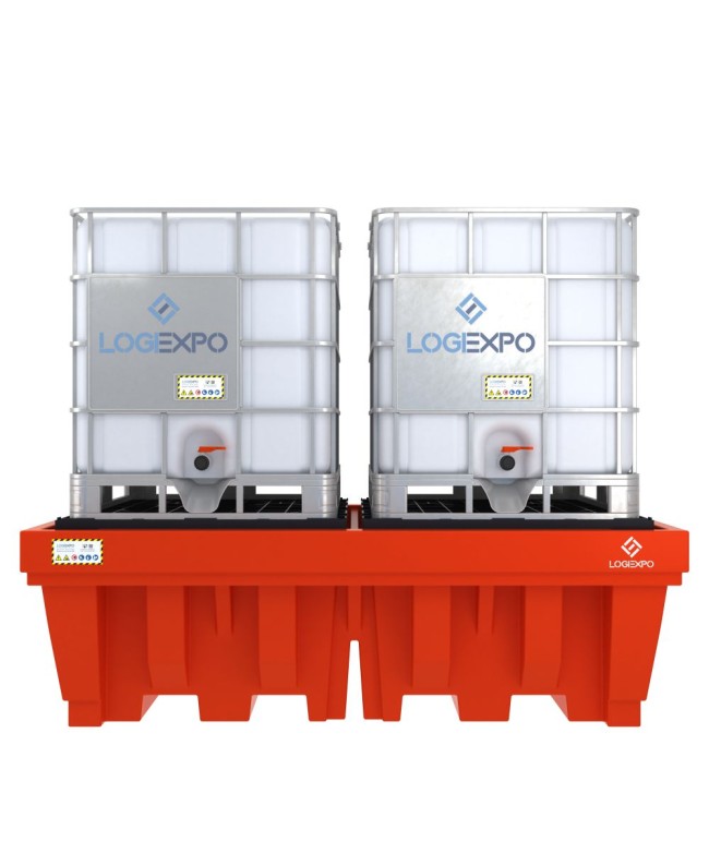 Vasca di Raccolta in Polietilene per 2 Cisternette - Robusta e Sicura