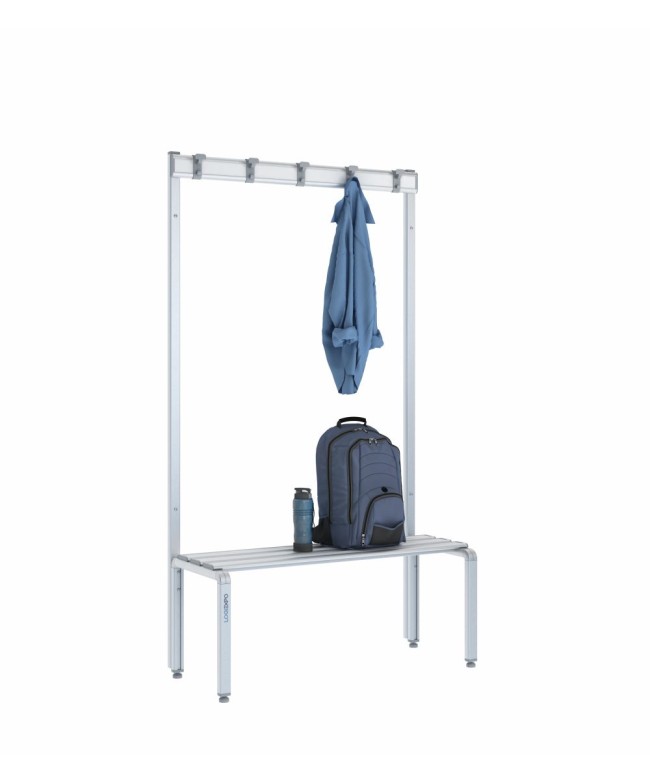 Panca spogliatoio singola 100cm con appendiabiti – Alluminio e HPL