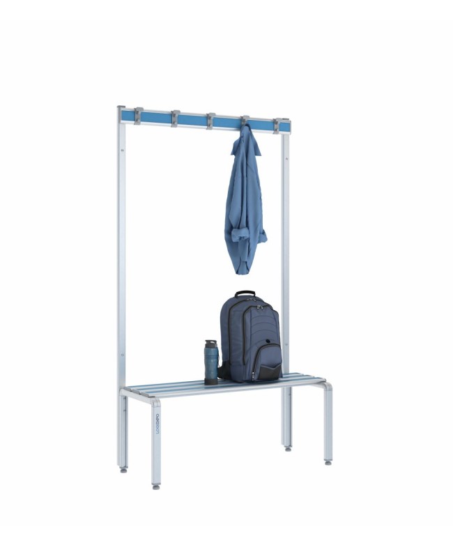 Panca spogliatoio singola 100cm con appendiabiti – Alluminio e HPL