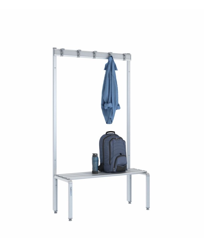 Panca spogliatoio singola 100cm con appendiabiti – Alluminio e HPL