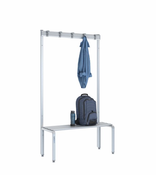 Panca spogliatoio singola 100cm con appendiabiti – Alluminio e HPL