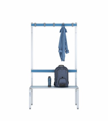 Panca spogliatoio singola 100cm con appendiabiti e schienale 2