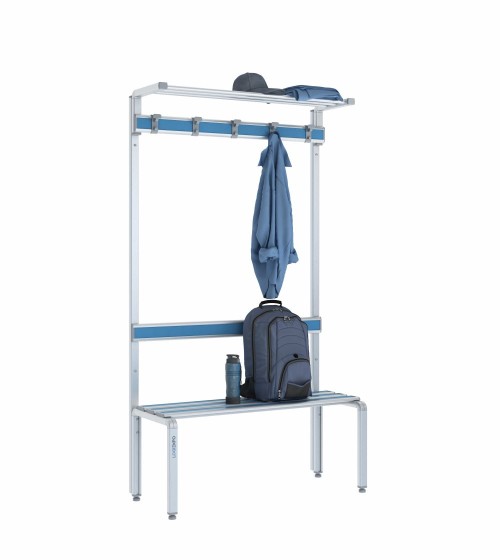 Panca singola 100cm con cappelliera, appendiabiti e schienale