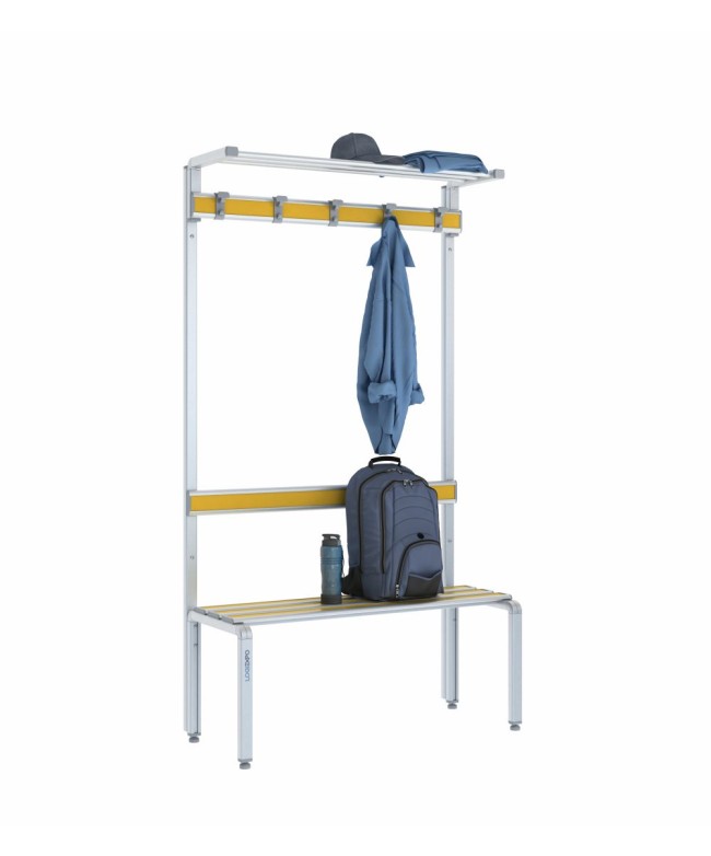 Panca singola 100cm con cappelliera, appendiabiti e schienale