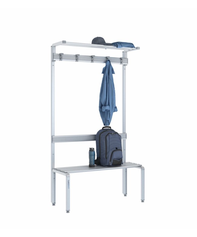 Panca singola 100cm con cappelliera, appendiabiti e schienale