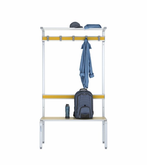 Panca singola 100cm con cappelliera, appendiabiti e schienale