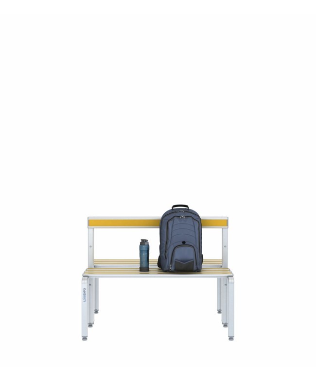 Panca spogliatoio doppia 100cm con schienale – Alluminio e HPL