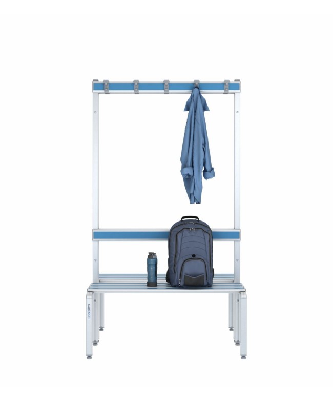 Panca doppia 100cm con appendiabiti e schienale – Alluminio e HPL