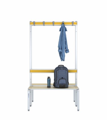 Panca doppia 100cm con appendiabiti e schienale – Alluminio e HPL 2