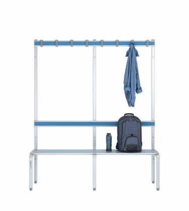 Panca spogliatoio singola 150 cm con appendiabiti e schienale 2