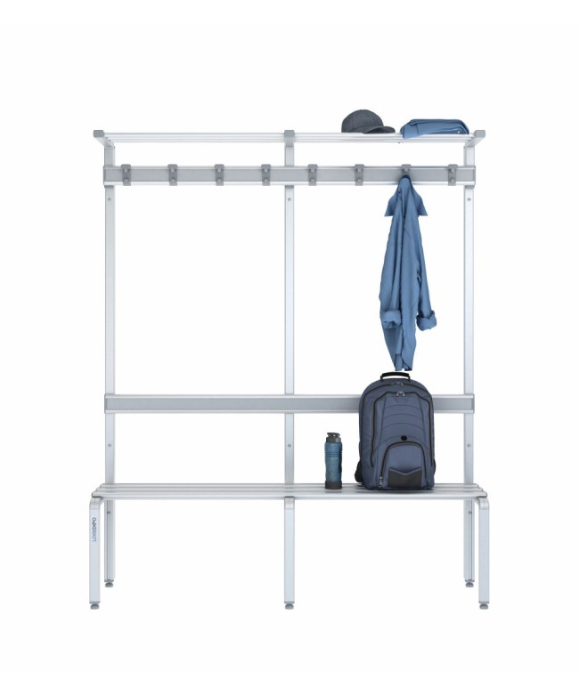 Panca singola 150 cm con cappelliera, appendiabiti e schienale