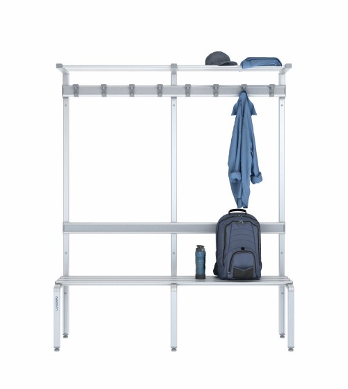 Panca singola 150 cm con cappelliera, appendiabiti e schienale