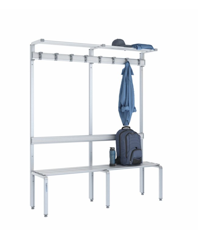 Panca singola 150 cm con cappelliera, appendiabiti e schienale