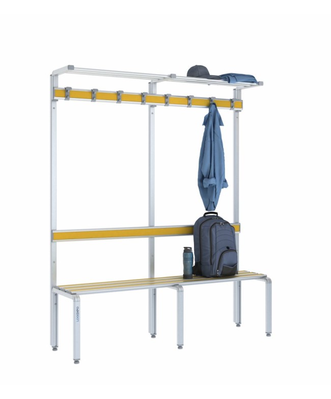 Panca singola 150 cm con cappelliera, appendiabiti e schienale