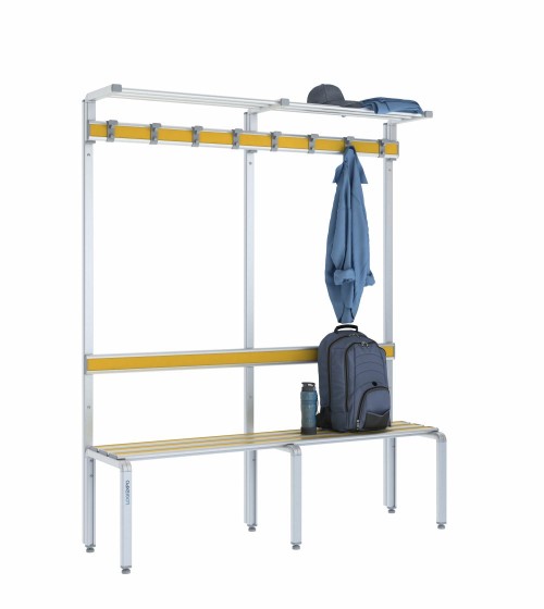 Panca singola 150 cm con cappelliera, appendiabiti e schienale