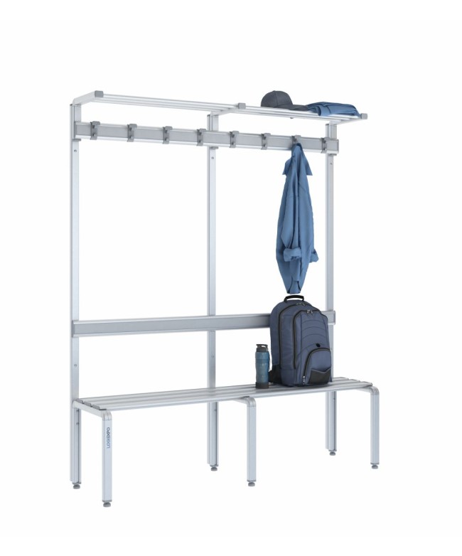 Panca singola 150 cm con cappelliera, appendiabiti e schienale