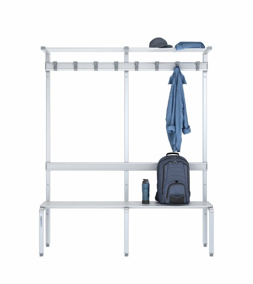 Panca singola 150 cm con cappelliera, appendiabiti e schienale