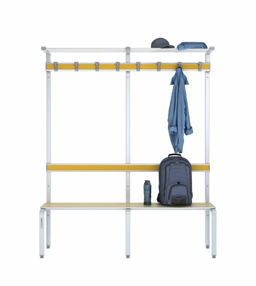 Panca singola 150 cm con cappelliera, appendiabiti e schienale