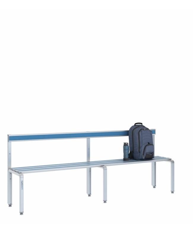 Panca spogliatoio singola 200cm con schienale – Alluminio e HPL